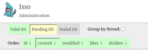 Image of isso admin interface